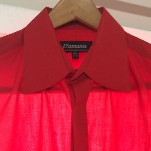 D’amente Men 15 1/2 34/35 red button down single needle tailoring